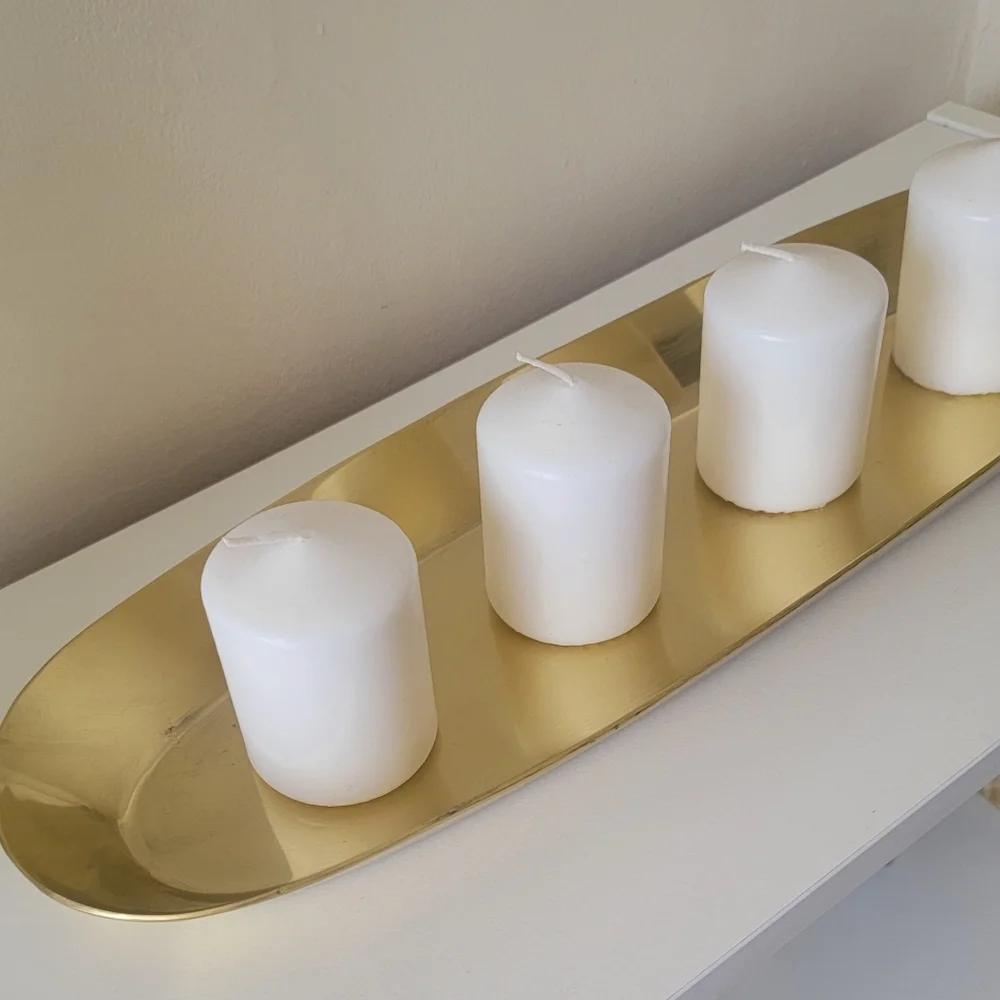 Candle Dish, Steel, Color Gold, 19½